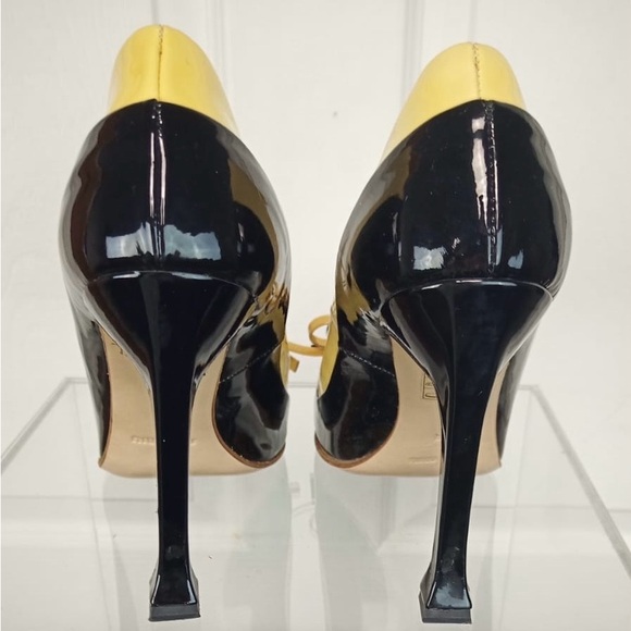 Miu Miu patent leather black beige bows stiletto shoes 36 - Picture 3 of 4